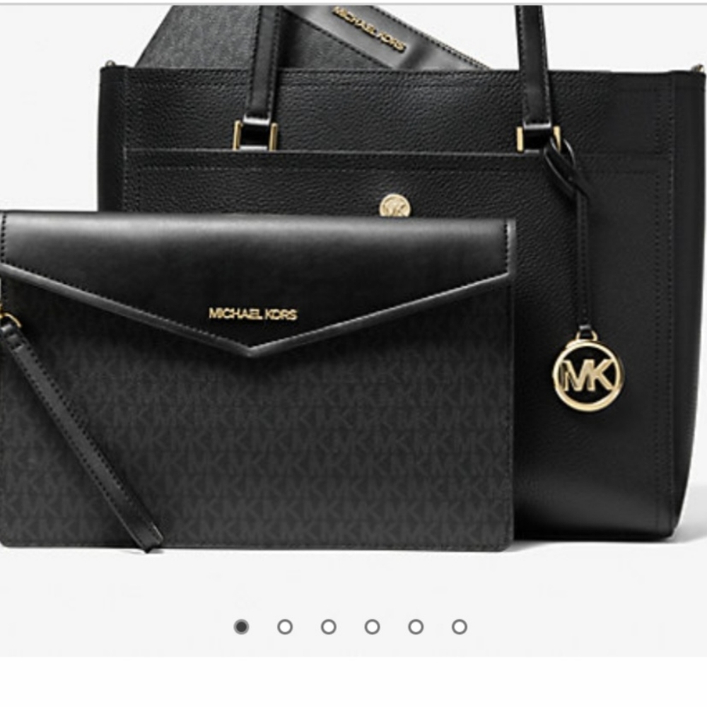 Michael Kors Leather 3 in 1 Black Large Pebble Tote Bag